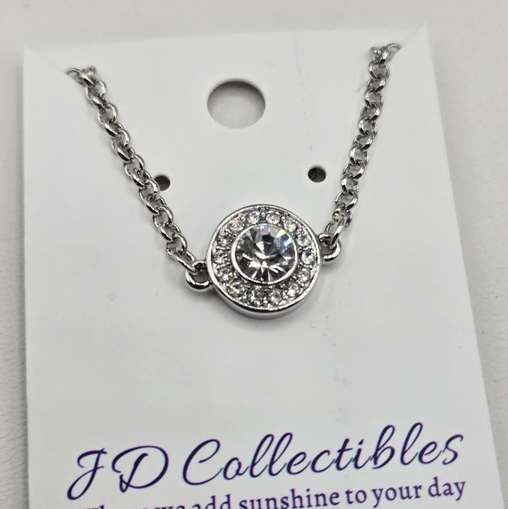 Swarovski Crystal Elements Silver Chain Bracelet 6 - 7.5 inch Halo Design